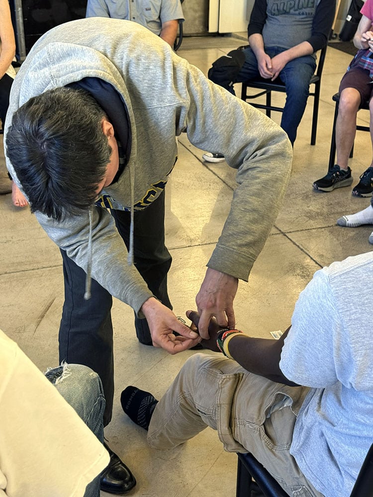 a man gets acupuncture treatment